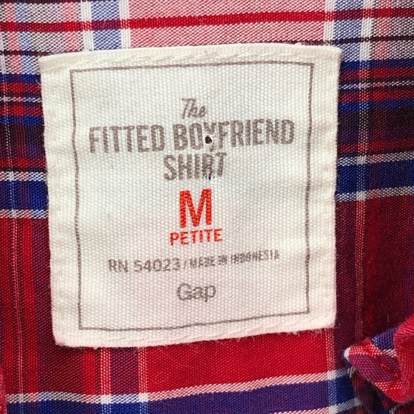 Gap Fitted Boyfriend Red Plaid Shirt Ruffle MP - Picture 5 of 7